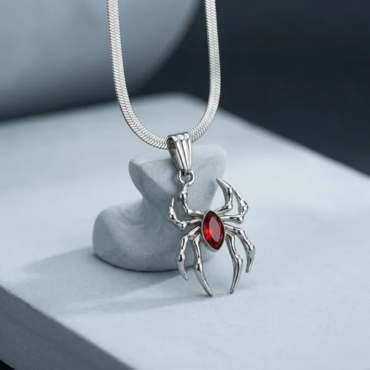 Red Stone Spiderman Necklace