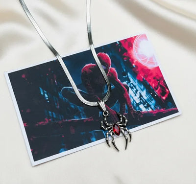 Red Stone Spiderman Necklace