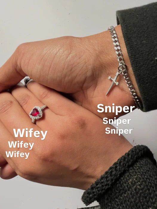 Heart & Sword Ring & Bracelet Set