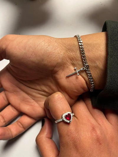 Heart & Sword Ring & Bracelet Set