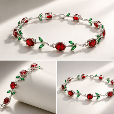 Red Tulip Silver Plated Anti-Tarnish bracelet