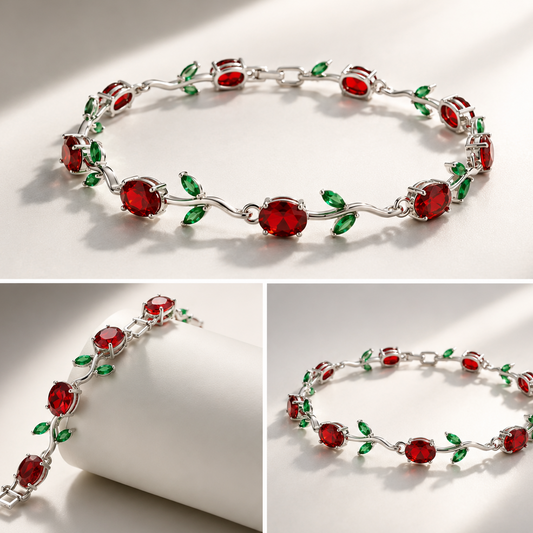 Red Tulip Silver Plated Anti-Tarnish bracelet