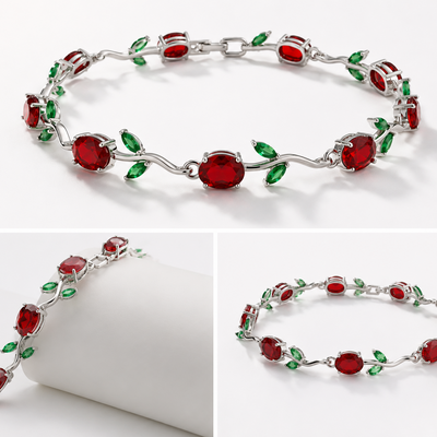 Red Tulip Silver Plated Anti-Tarnish bracelet