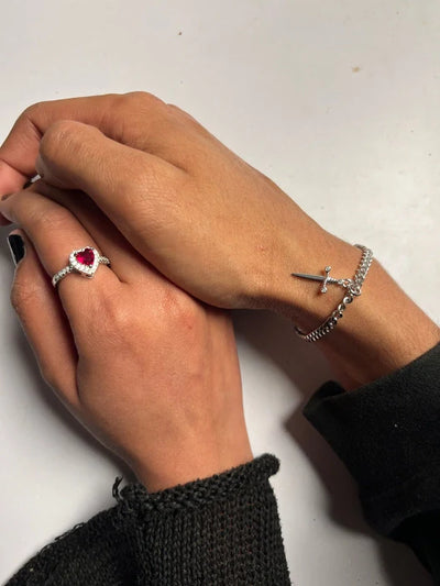 Heart & Sword Ring & Bracelet Set