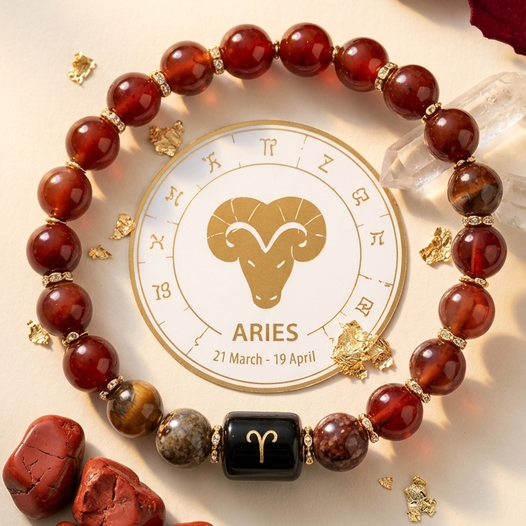 Aries Zodiac Natural Gemstone Bracelet