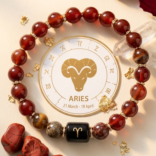 Aries Zodiac Natural Gemstone Bracelet