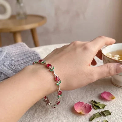 Red Tulip Silver Plated Anti-Tarnish bracelet