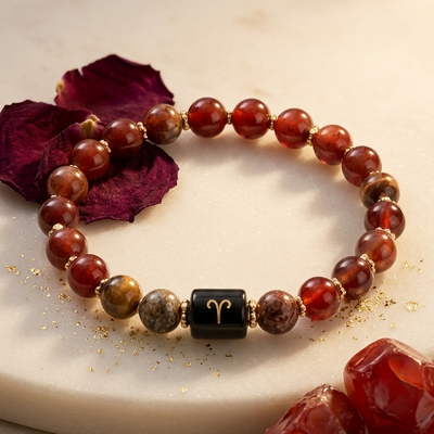 Aries Zodiac Natural Gemstone Bracelet