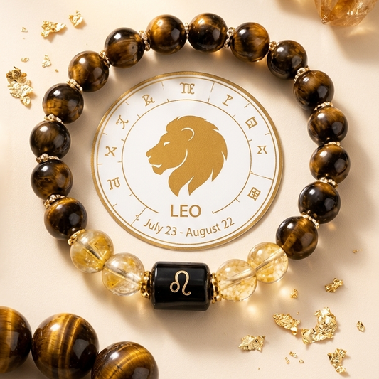 Leo Zodiac Natural Gemstone Bracelet