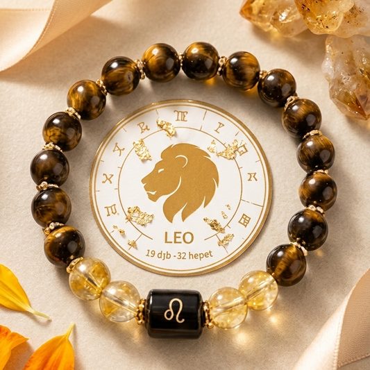 Leo Zodiac Natural Gemstone Bracelet