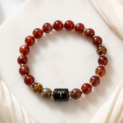 Aries Zodiac Natural Gemstone Bracelet