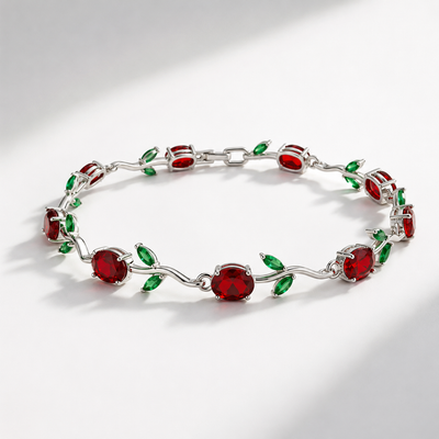Red Tulip Silver Plated Anti-Tarnish bracelet