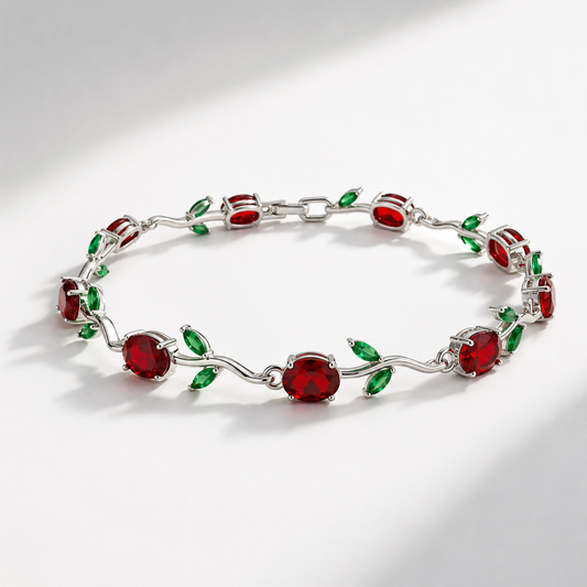 Red Tulip Silver Plated Anti-Tarnish bracelet