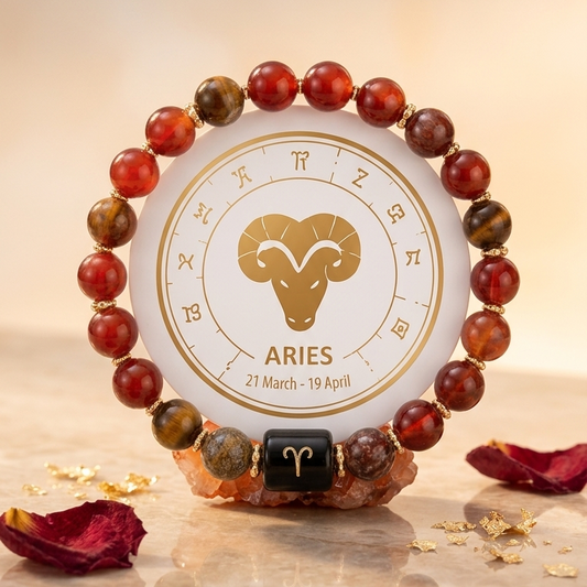 Aries Zodiac Natural Gemstone Bracelet