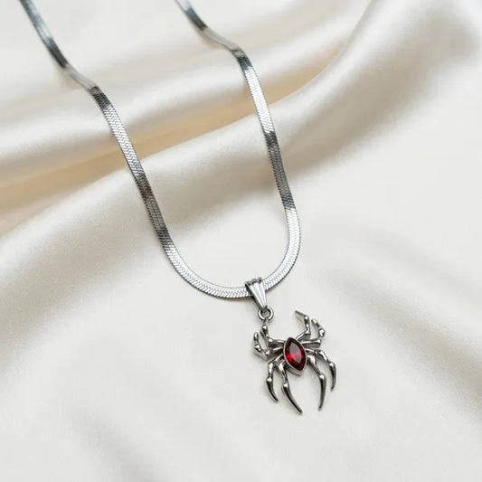 Red Stone Spiderman Necklace